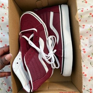 Vans Kids High-Top Sneakers - Burgundy and White
